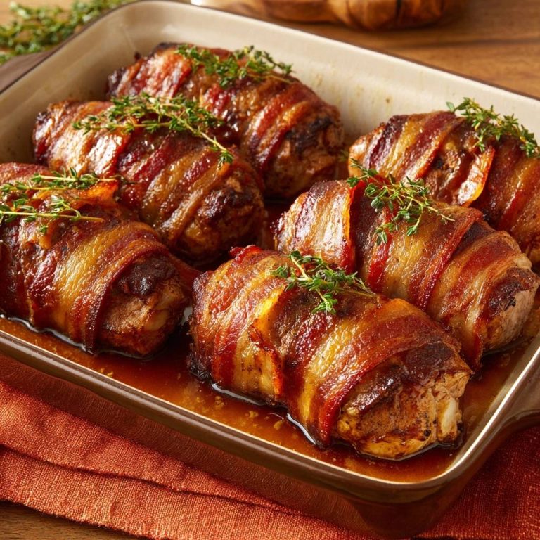 Saftiges Hähnchen im Puten-Speckmantel mit Thymian und Orange