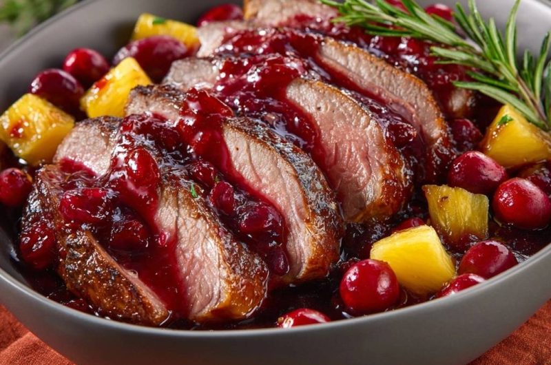 Saftiges Rindfleisch mit Cranberry-Ananas-Glaze