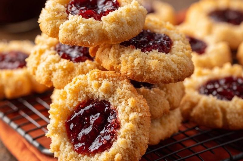 Sandige Himbeermarmeladenkekse (Endlich knusprige Krümelränder!)