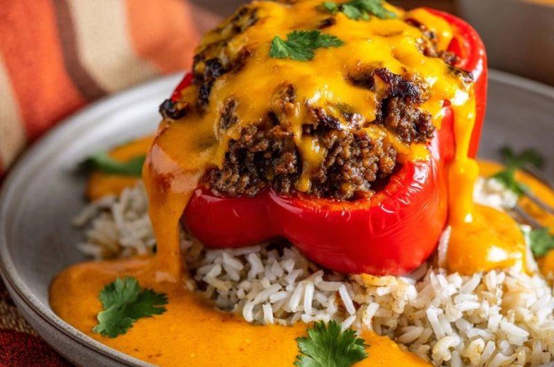 Tex-Mex Gefüllte Paprika mit schmelzendem Käse