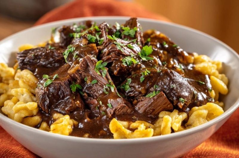 Zartes Rindergulasch mit Spätzle