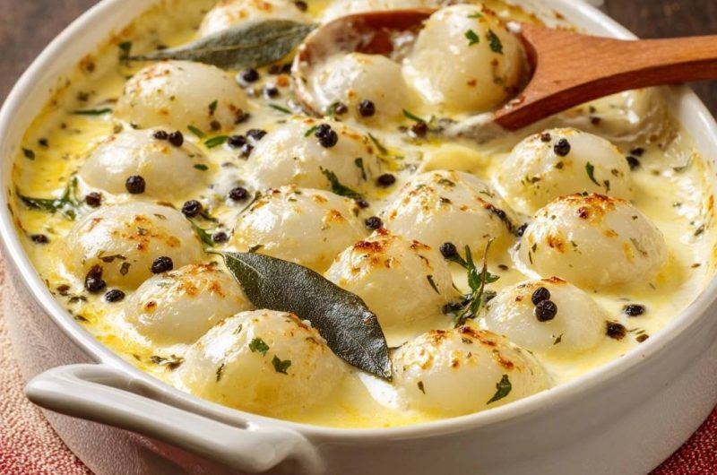 Perlzwiebel-Gratin