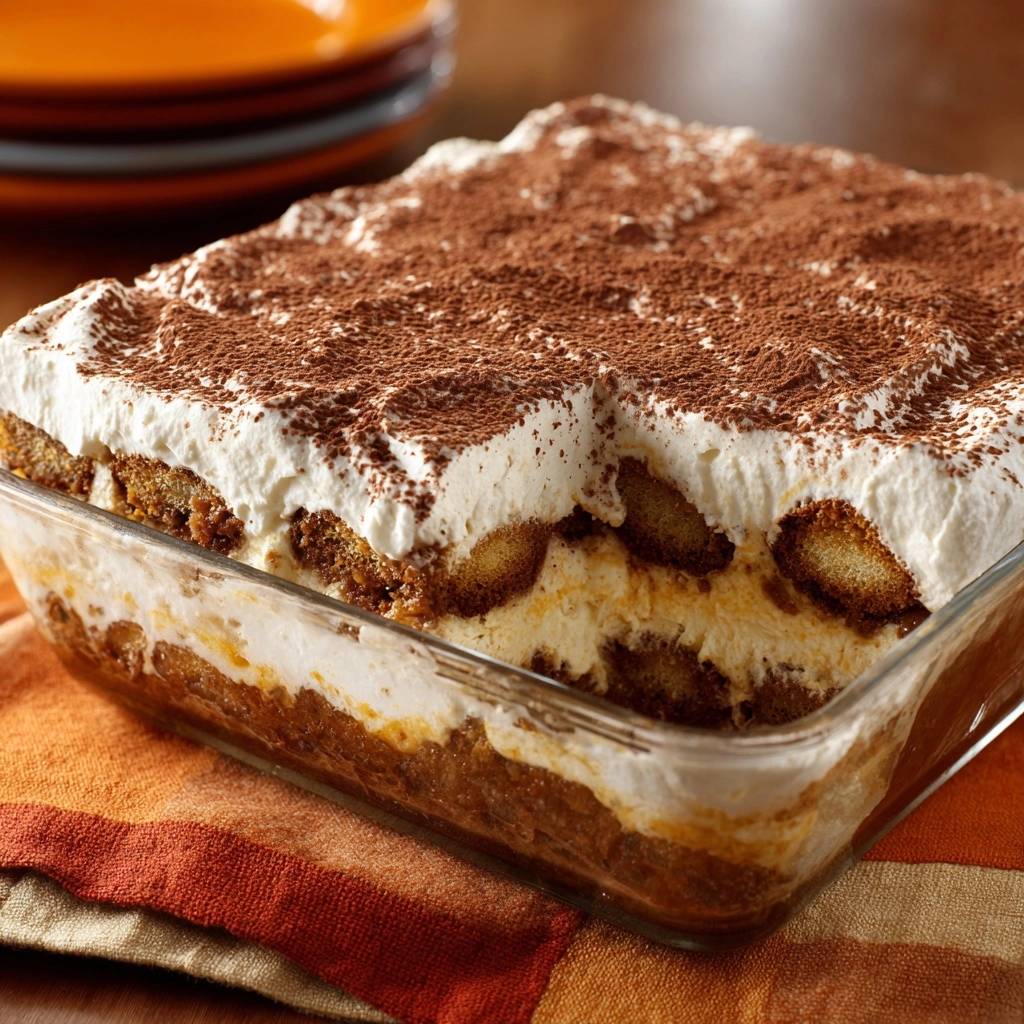 Perfektes Tiramisu im Anschnitt: Die cremigen Schichten und der Kakaobelag sind in dieser Nahaufnahme deutlich zu sehen.