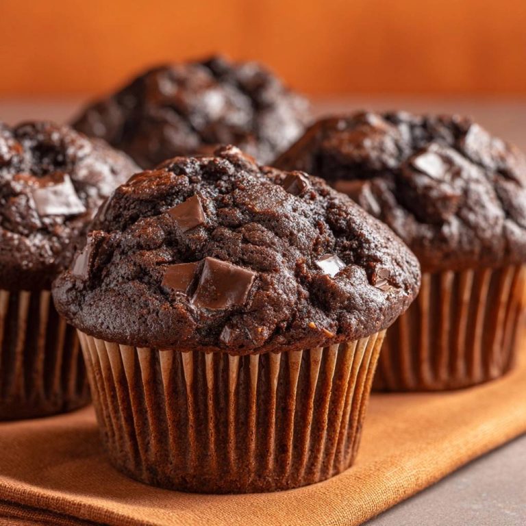 Saftige Schoko-Chunk-Muffins in Nahaufnahme, mit Schokoladenstückchen auf der Oberfläche, die zum Reinbeißen einladen. Der perfekte, saftige Schokoladengenuss.