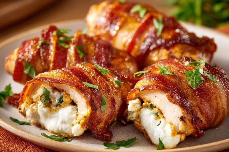 Feta-Hähnchen im Bacon-Mantel