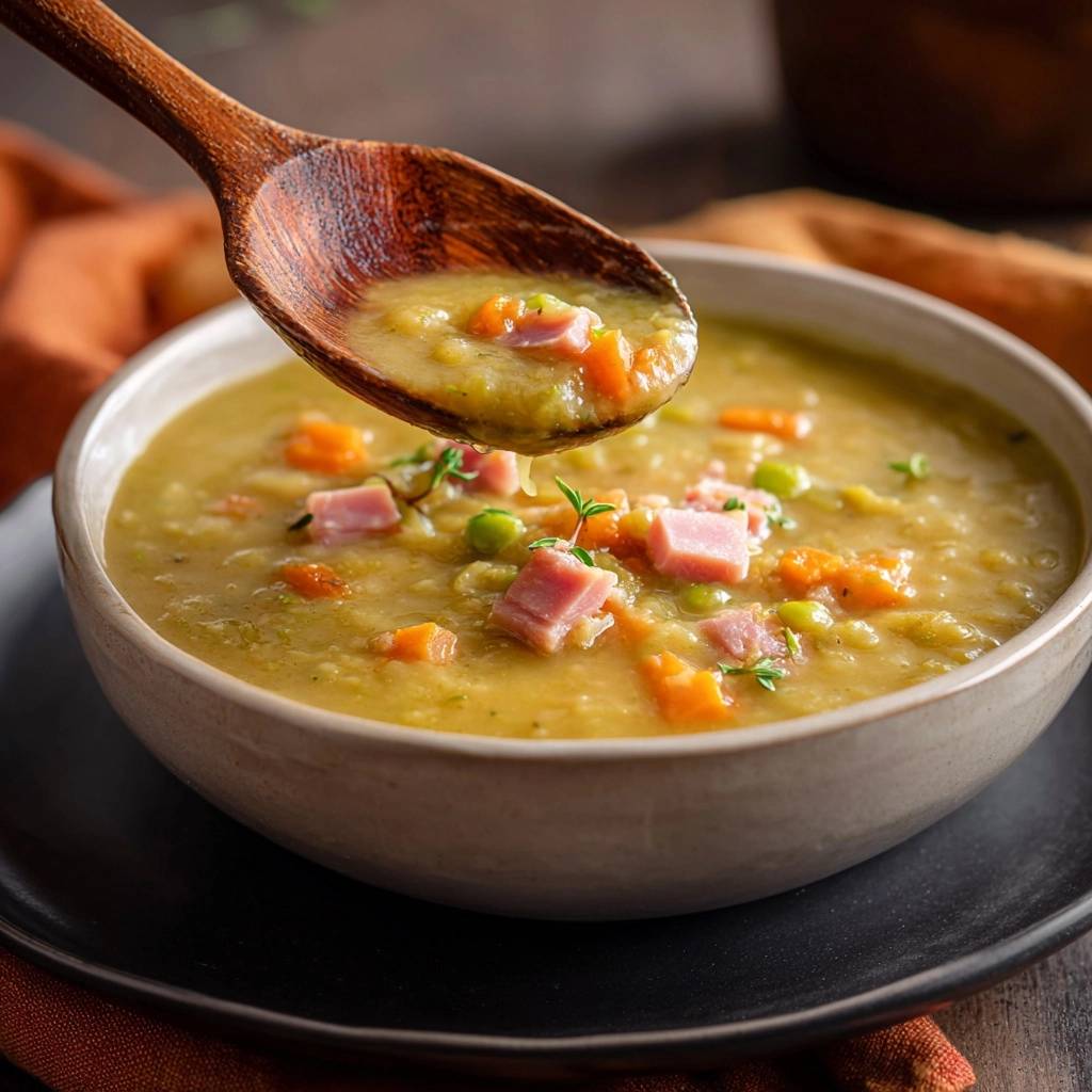 Herzhafter Erbseneintopf mit Schinken