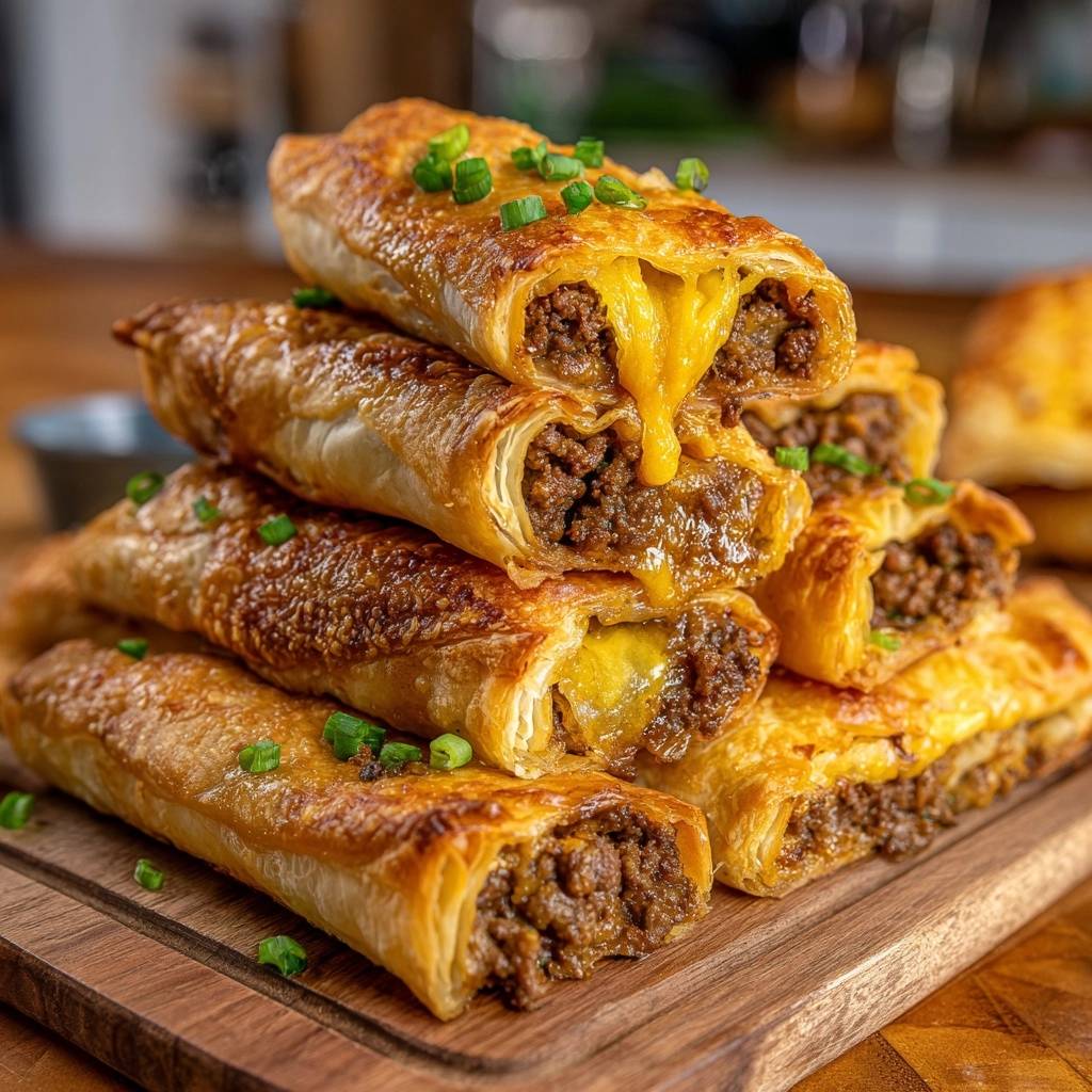 Knusprige Hack-Käse-Blätterteig-Röllchen (Nie wieder matschiger Blätterteig!)