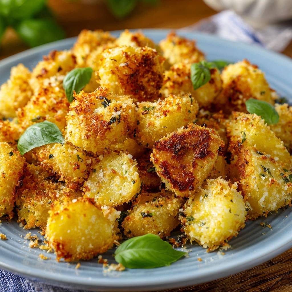 Knusprige Kartoffelbällchen mit Basilikum (Nie wieder aufplatzende Bällchen!)