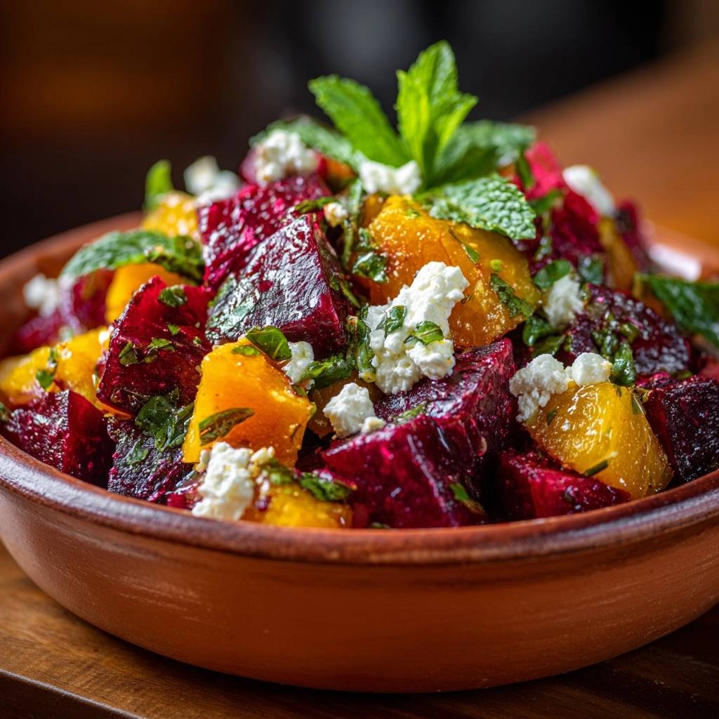 Gerösteter Rüben-Kürbis-Salat mit Feta