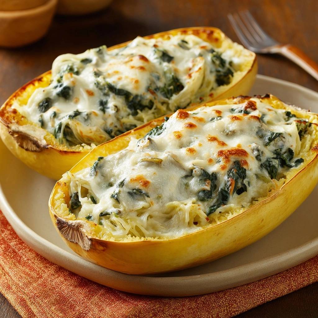 Cremiger Spinat-Spaghettikürbis