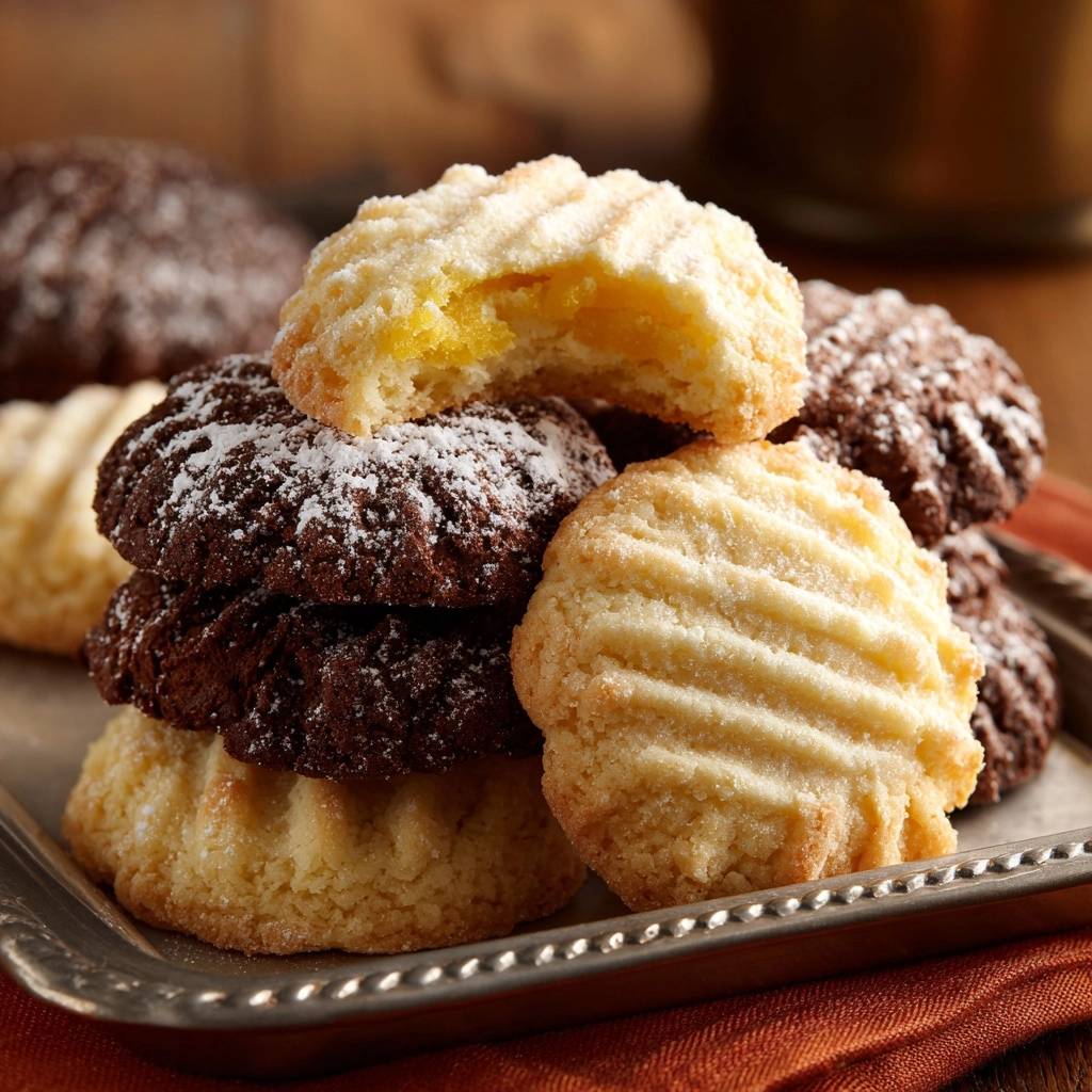 Puderzuckrige Zitronen-Schoko-Sandwich-Kekse