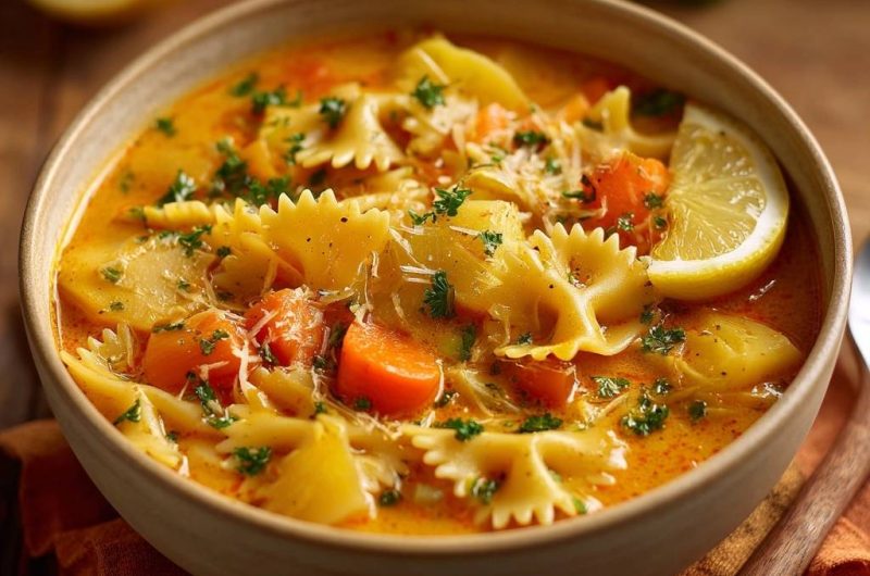 Cremige Karotten-Farfalle-Suppe