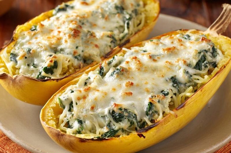 Cremiger Spinat-Spaghettikürbis