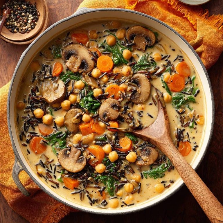 Cremiger Wildreis-Eintopf mit Kichererbsen und Pilzen (Keine wässrige Soße mehr)