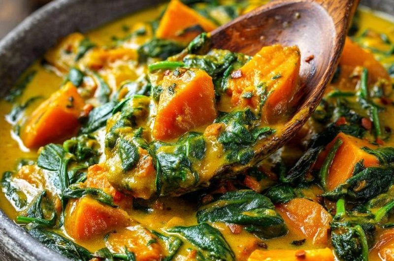 Cremiges Süßkartoffel-Spinat-Curry