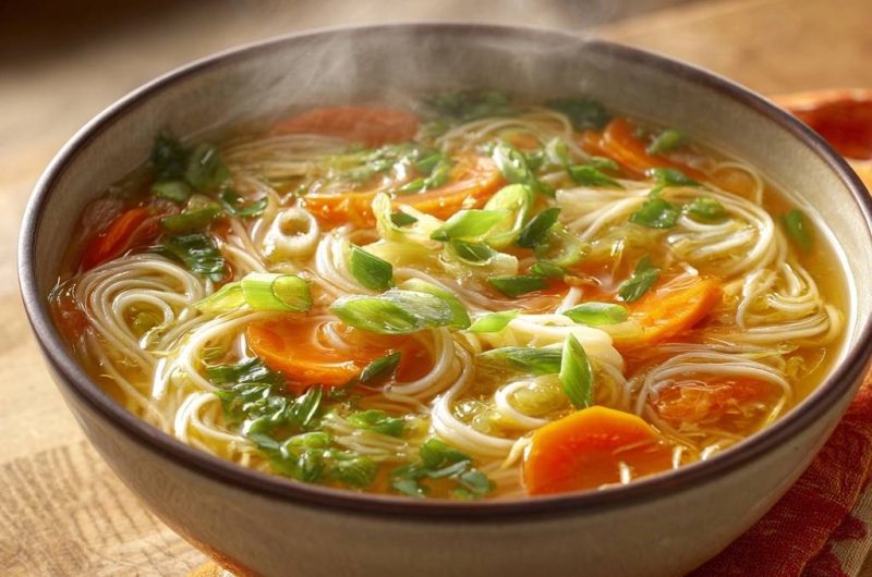 Dampfende Karotten-Glasnudel-Suppe