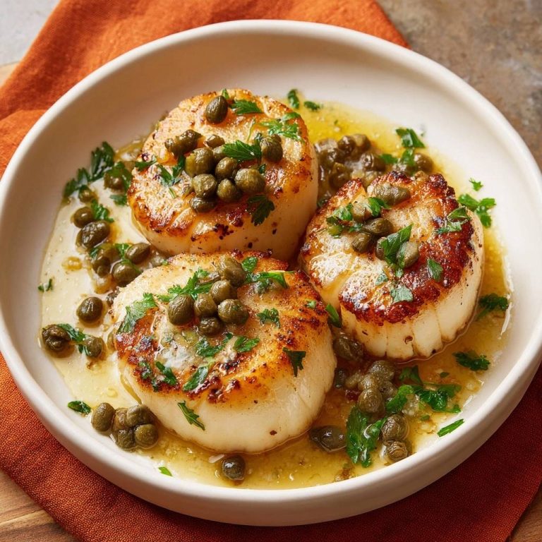 Gebratene Jakobsmuscheln in Zitronen-Kapern-Butter