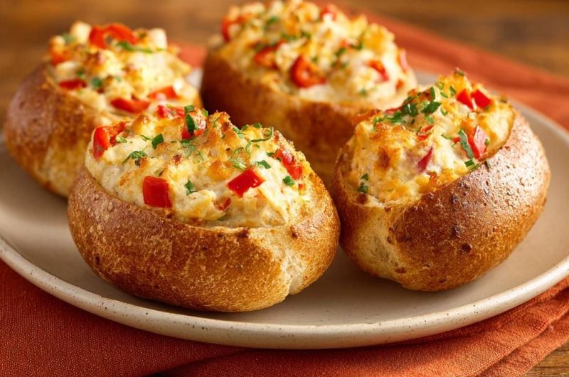 Gefüllte Käse-Paprika-Brotlaibe (Nie wieder matschiges Brot!)