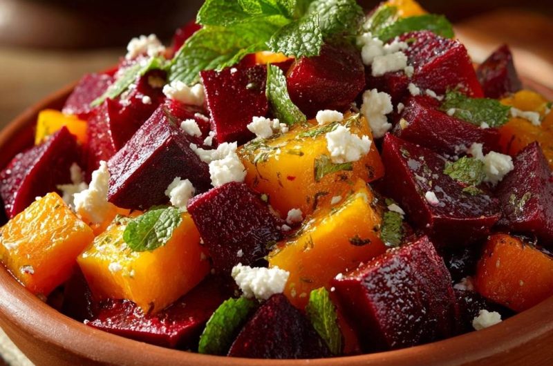 Gerösteter Rüben-Kürbis-Salat mit Feta