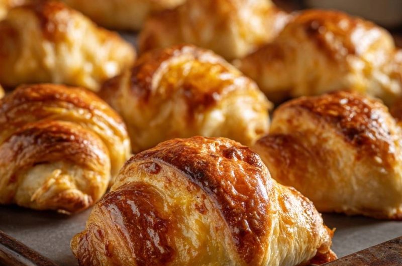 Goldbraune Schinken-Käse-Croissants