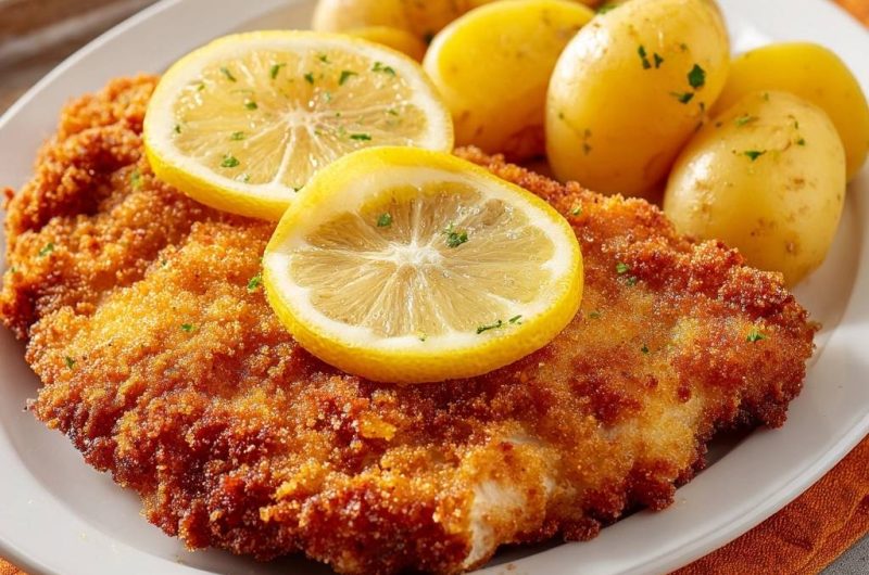 Goldbraunes Putenschnitzel mit Petersilienkartoffeln