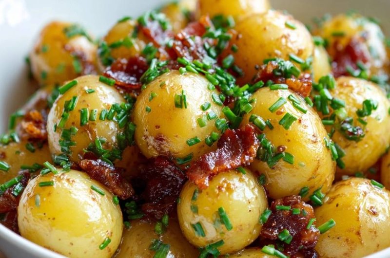 Goldene Babykartoffeln mit Speck und Schnittlauch