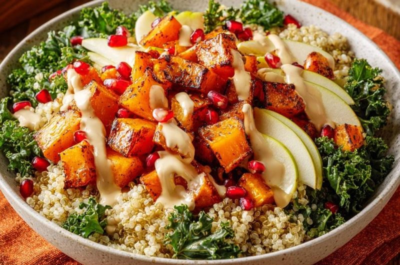 Herbstlicher Kürbis-Quinoa-Bowl (Nie wieder matschiger Kürbis!)