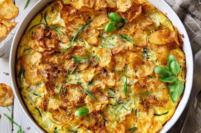 Herzhafte Kartoffelchip-Frittata mit Zucchini