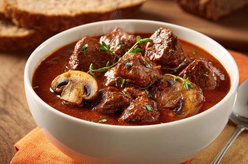 Herzhaftes Rindergulasch mit Champignons