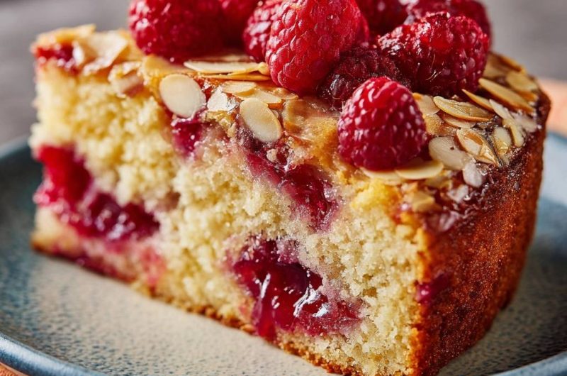 Himbeer-Mandel-Kuchen (Nie wieder sinkende Himbeeren!)