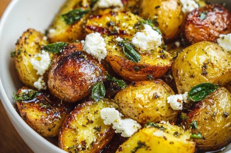 Knusprige Babykartoffeln mit Feta und Basilikum