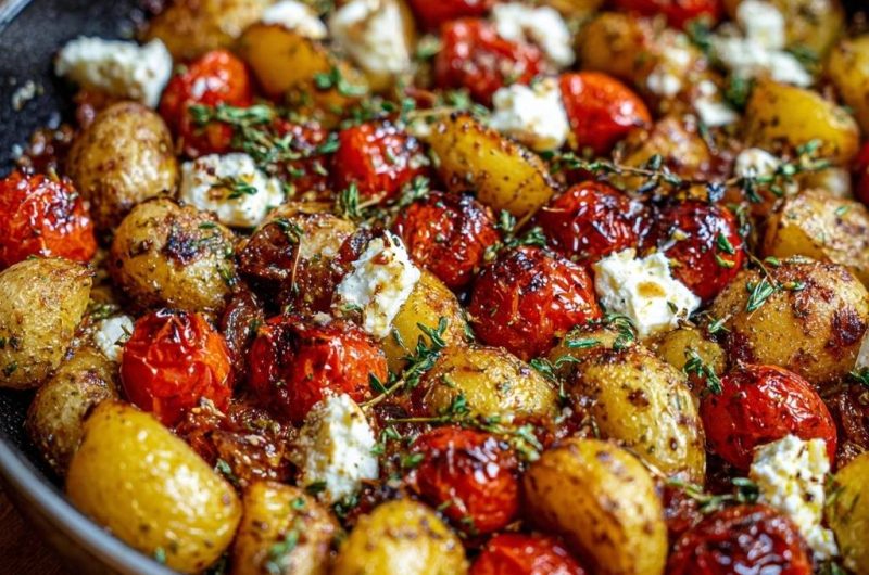 Knusprige Pfannenkartoffeln mit Tomaten und Feta