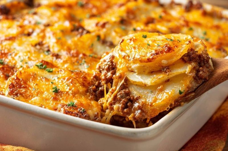 Knuspriger Rind-Hack-Kartoffel-Auflauf