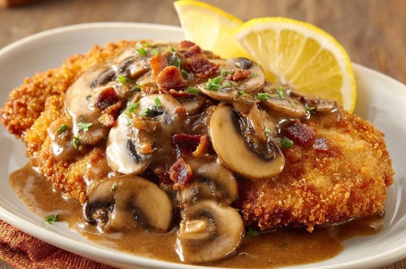 Knuspriges Jägerschnitzel mit Speck