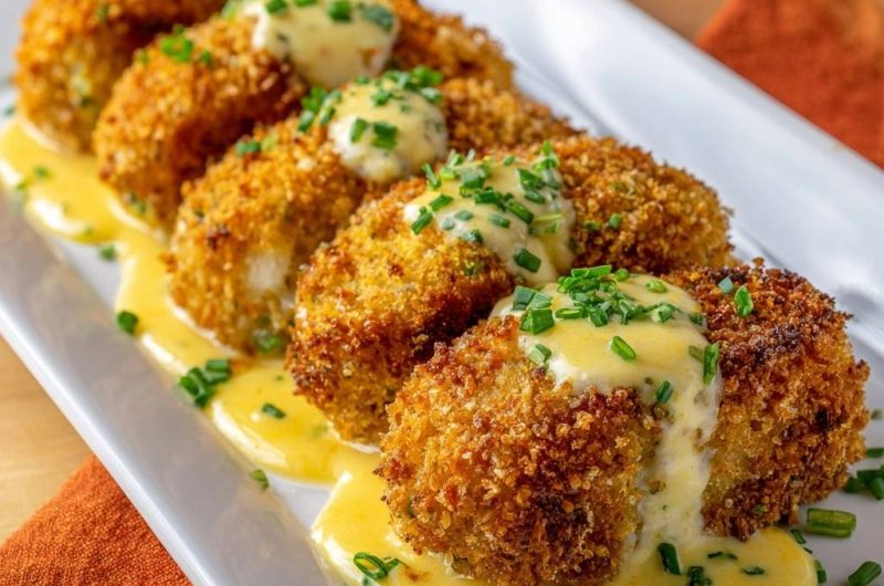 Knuspriges Paniertes Fischfilet mit Kräutersauce