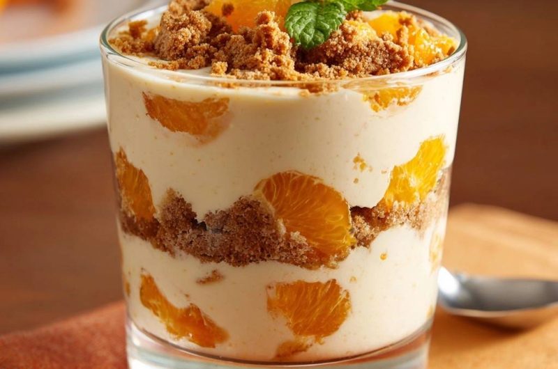 Mandarinen-Crumble-Parfait (Nie wieder matschiger Crumble!)