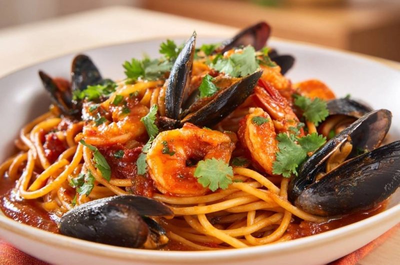 Mediterrane Meeresfrüchte-Pasta