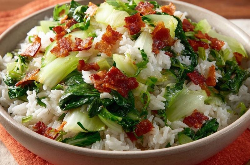Pak-Choi-Speck-Reis (Nie wieder matschiger Pak Choi!)