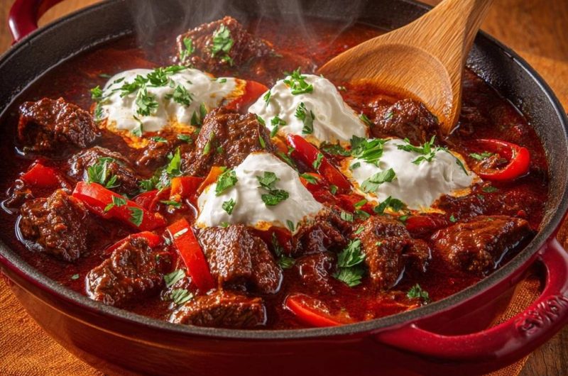 Paprikagulasch mit Rind und Sahne