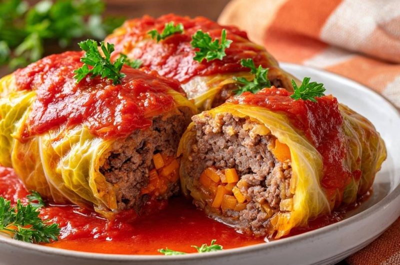 Saftige Rinder-Krautwickel in Tomatensauce