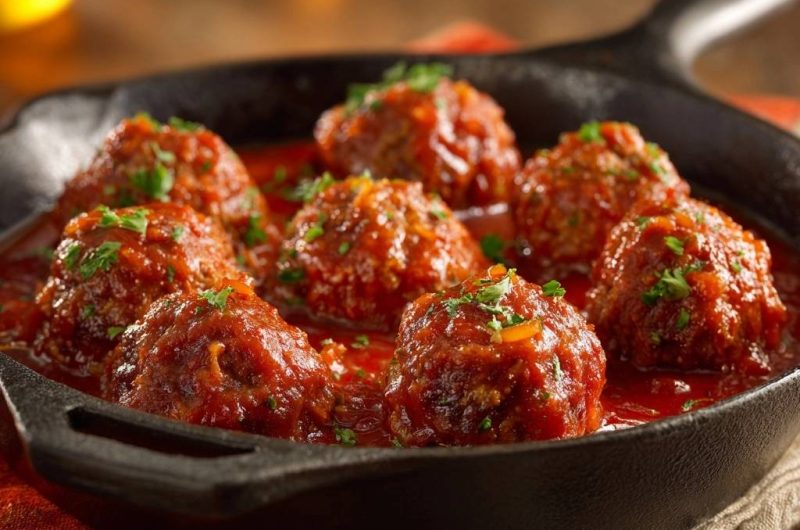 Saftige Rindfleisch-Bällchen in Tomatensoße