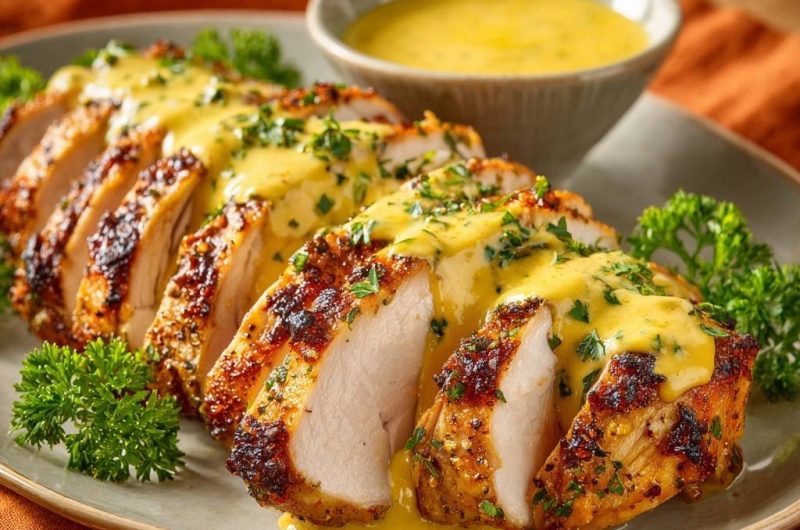 Saftiges Hähnchen mit Kurkuma-Joghurt-Sauce