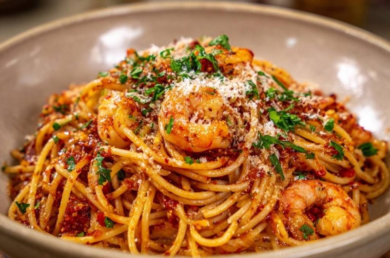 Scharfe Garnelen-Spaghetti (Nie wieder zähe Garnelen!)