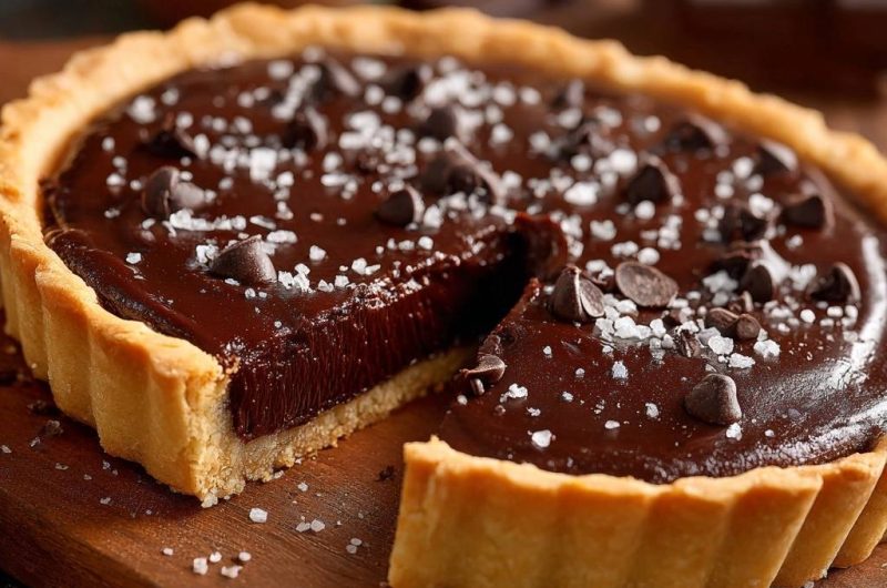 Schokoladen-Tarte mit Meersalz (Nie wieder matschiger Boden!)