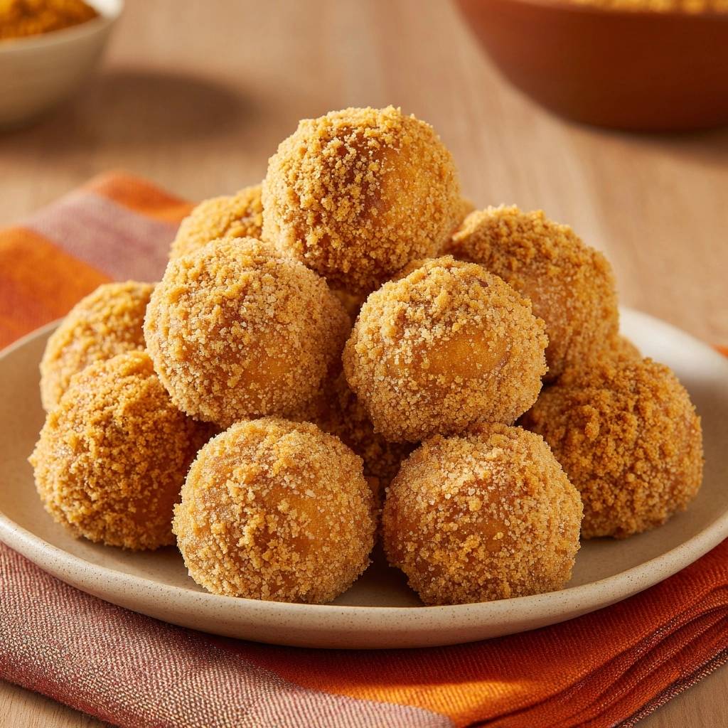 Knusprige Kartoffelbaellchen Serviert 1 Knusprige Kartoffelbällchen, serviert auf einem Teller, mit einer goldenen, knusprigen Kruste, die zu einem perfekten Snack einlädt.