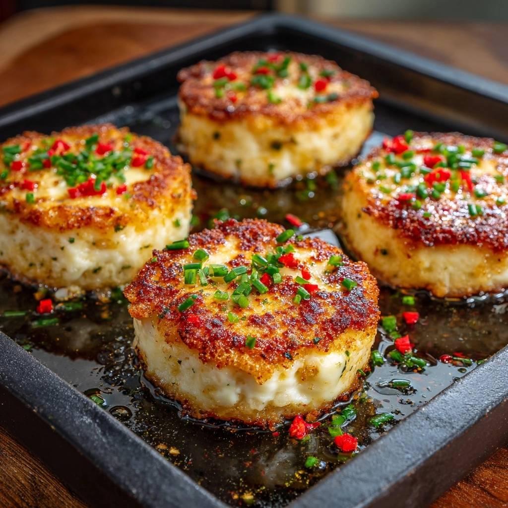 Knuspriger Halloumi Schnittlauch Chili Nahaufnahme 1 Knuspriger Halloumi mit Schnittlauch & Chili in Nahaufnahme, perfekt angebraten und mit frischem Schnittlauch und Chili garniert.