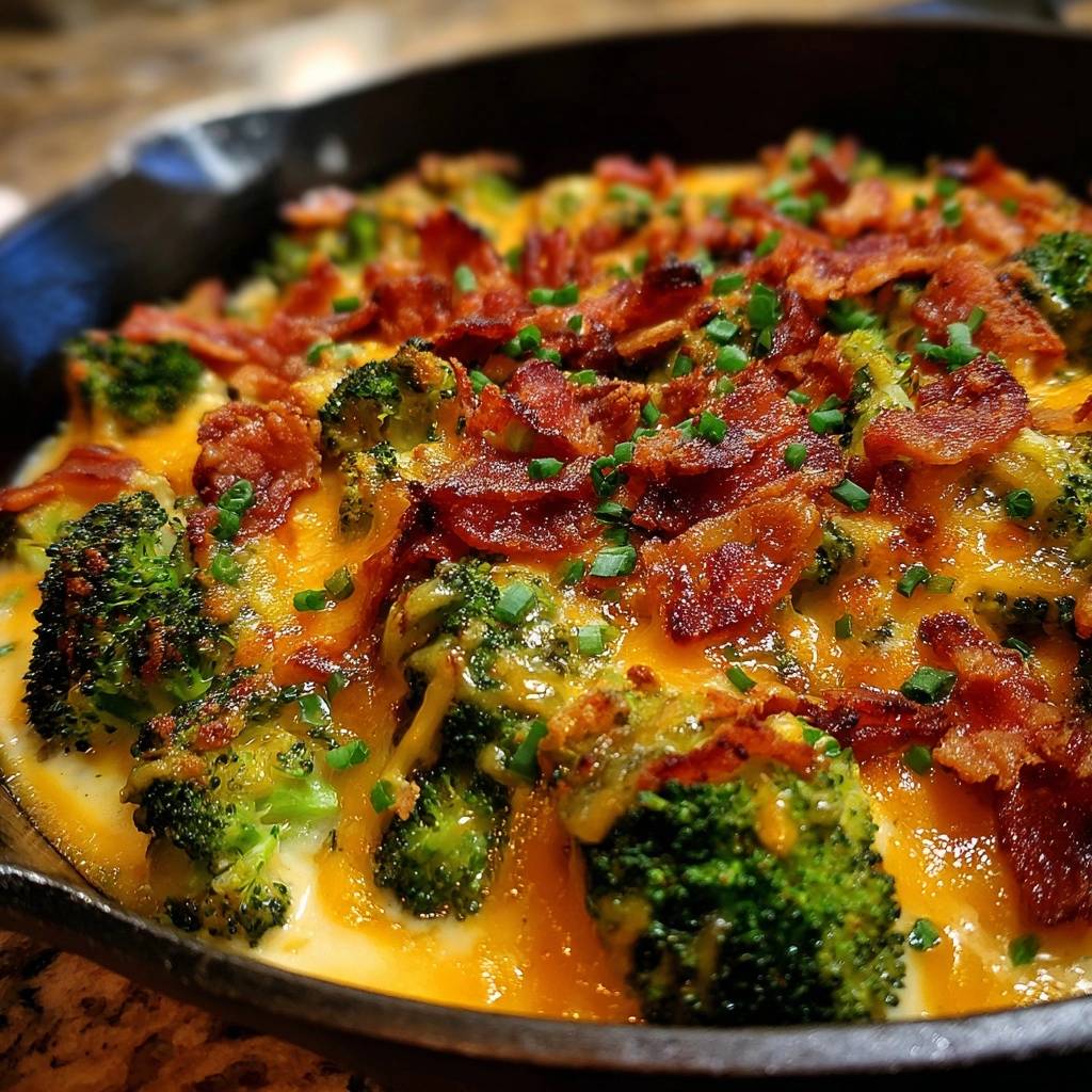 Herzhafter Brokkoli-Käse-Auflauf mit Speck