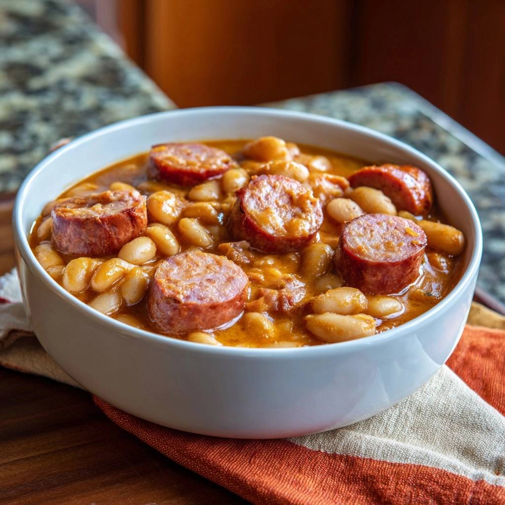 Deftiger Bohneneintopf mit Rindswurst