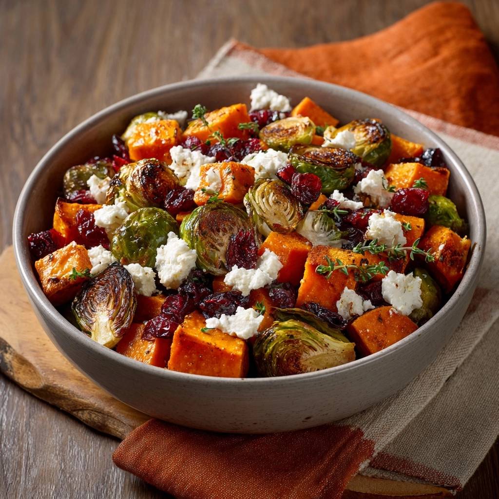 Gerösteter Rosenkohl mit Süßkartoffeln