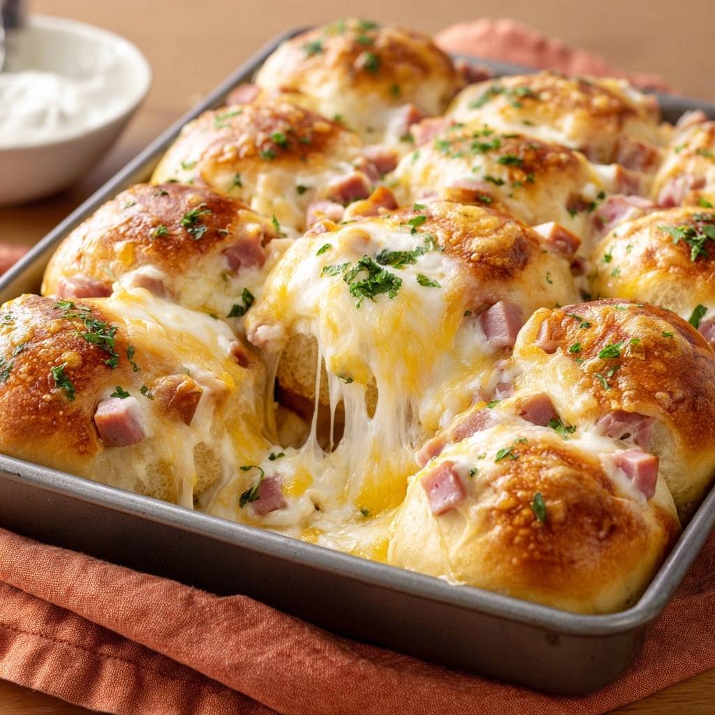Herzhafte Schinken-Käse-Zupfbrötchen